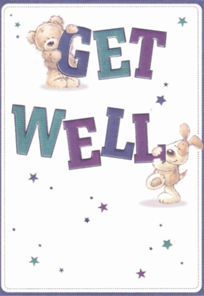 This illustrated get well card radiates gentle hope and nurturing support-a scene intimately familiar to those living in Kenton, where quiet kindness often means the most. At the heart of the design, a plush teddy bear and a spirited puppy are surrounded by a flurry of twinkling stars, as if showering the recipient with well wishes. Their inviting forms are rendered in soft, rounded lines, while the bold typography-shaded in purples, aquas, and teals-anchors the message in cheerful optimism. The background's crisp white expanse lends a sense of calm and renewal, much like a breath of fresh air enjoyed on an early stroll near Kenton Recreation Ground. The texture is so vivid you can sense the bear's fluff and puppy's velvety ears, reminiscent of the tactile surprise found in a freshly delivered bouquet. This card feels like an embrace from the Kenton community-a gesture of genuine care, akin to the way local florists at Flower Delivery Kenton select each bloom to offer healing and joy in challenging times.