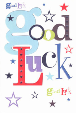 With its confident mix of hand-lettered fonts and luminous colour, this good luck card feels as uplifting as a sunlit stroll around the Kenton Library gardens. Oversized, gentle blue letterforms capture the viewer's imagination, their forms resting atop a crisp white background that glows like morning light in Northwick Park. Bathed in bright reds, moss greens, and regal purples, each letter has intention-designed to offer not merely a phrase, but an embrace of support and possibility. Petite, whimsical stars in shades of navy, sky blue, lavender, and vibrant lime are tossed across the canvas, lending an air of wonder akin to the sparkle in the eyes of Kenton children wishing upon the first star at dusk. The texture is smoothly printed but full of visual interest, inviting the recipient to run their fingertips across the card much as one might touch the soft petals in a shop along Windermere Avenue. This card feels tailor-made for notable milestones, perhaps slipped inside a bouquet for a local student facing exams or a colleague embarking on a new chapter. Every colour and font radiate optimism and the joy of shared celebration-delivering not just words, but the palpable weight of genuine encouragement, as warm and inviting as the welcome you'll find from Kenton's caring residents.